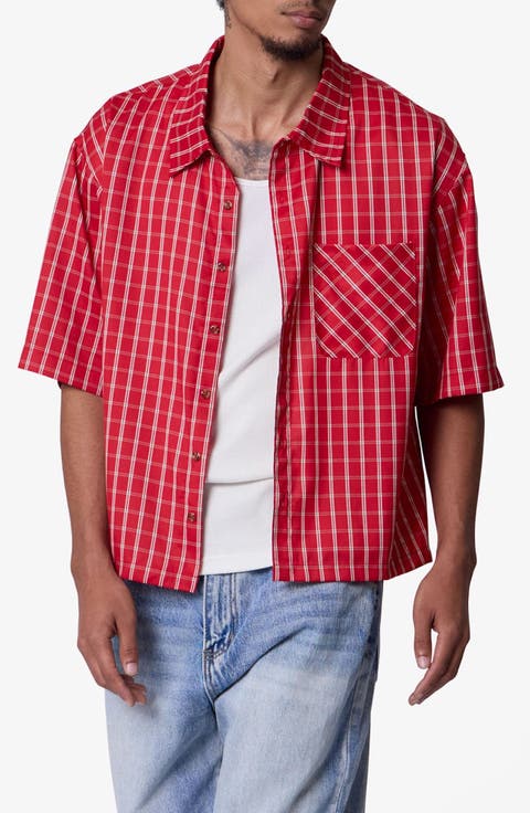 Stripe Crispy Poplin Short Sleeve Button-Up Shirt