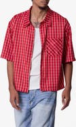 mnml Stripe Crispy Poplin Short Sleeve Button-Up Shirt