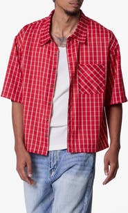 mnml Stripe Crispy Poplin Short Sleeve Button-Up Shirt