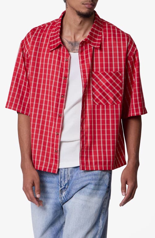 Mnml Stripe Crispy Poplin Short Sleeve Button-up Shirt In Red