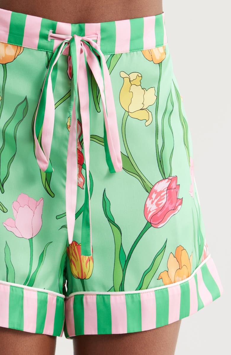 Karen Mabon Tulips Satin Short Pajamas, Alternate, color,