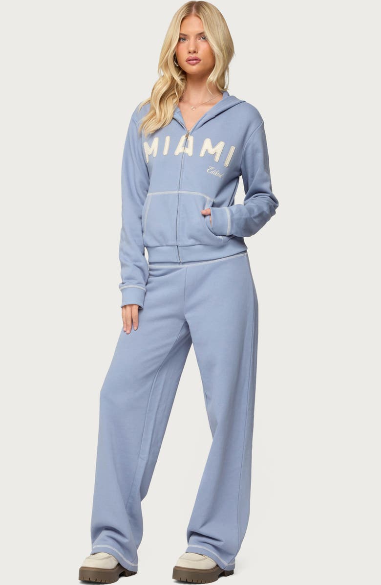 EDIKTED Miami Babe Cotton Sweatpants, Alternate, color, Blue