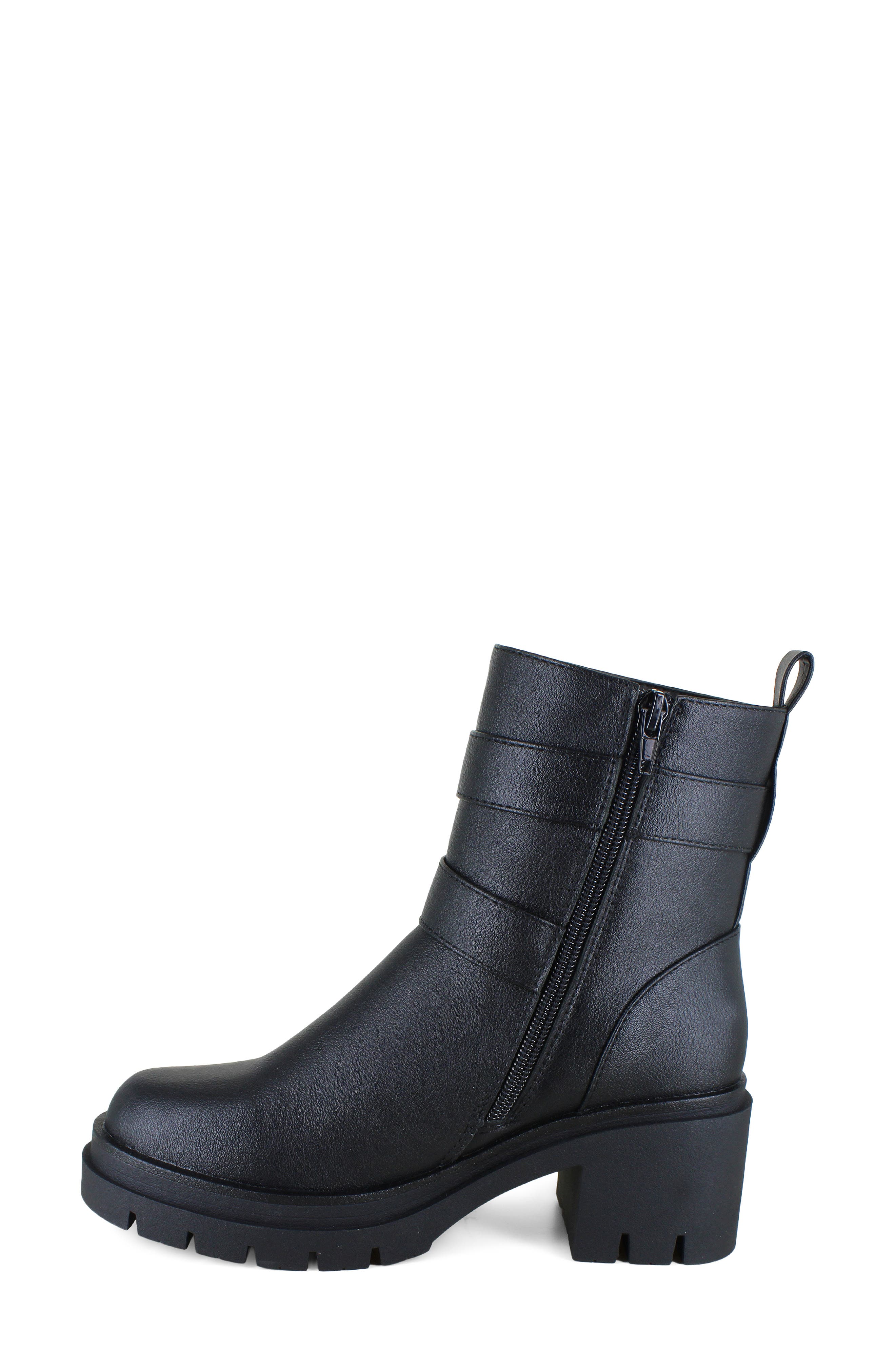Stacy Faux Leather Combat Boot, Alternate, color, BLACK