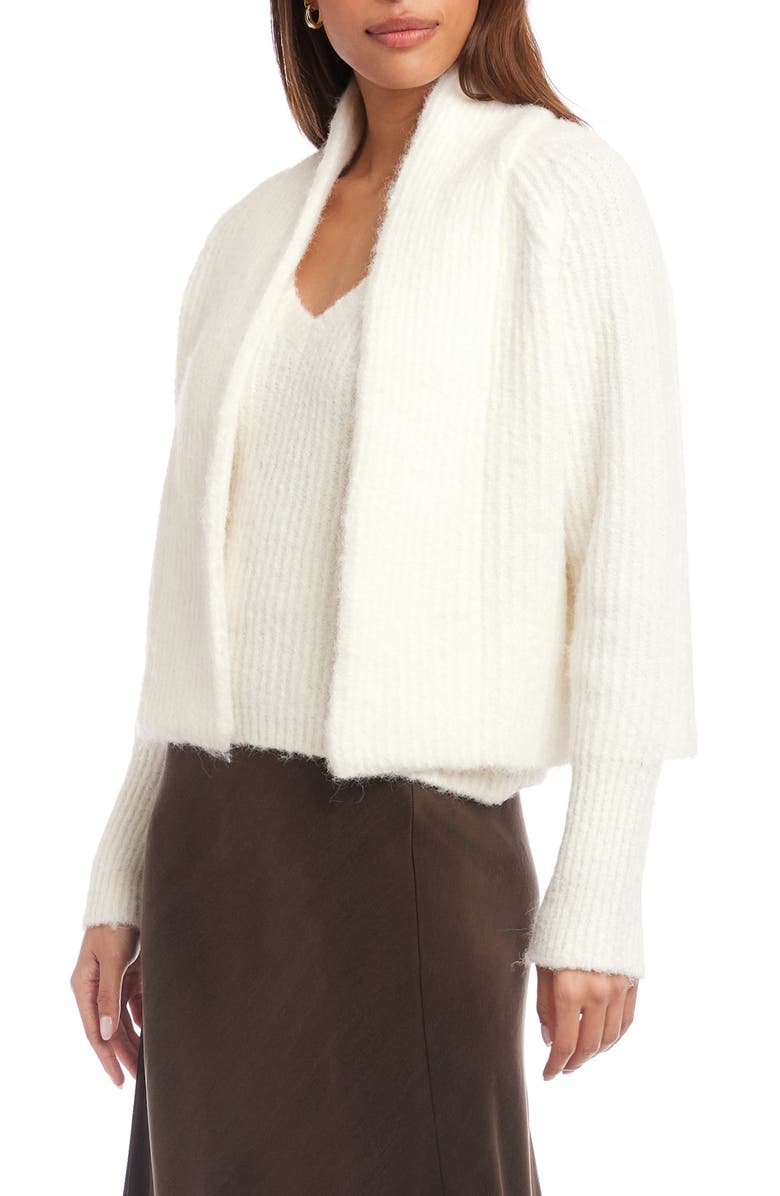 FIFTEEN TWENTY Cely Open Front Cardigan, Alternate, color, Cream