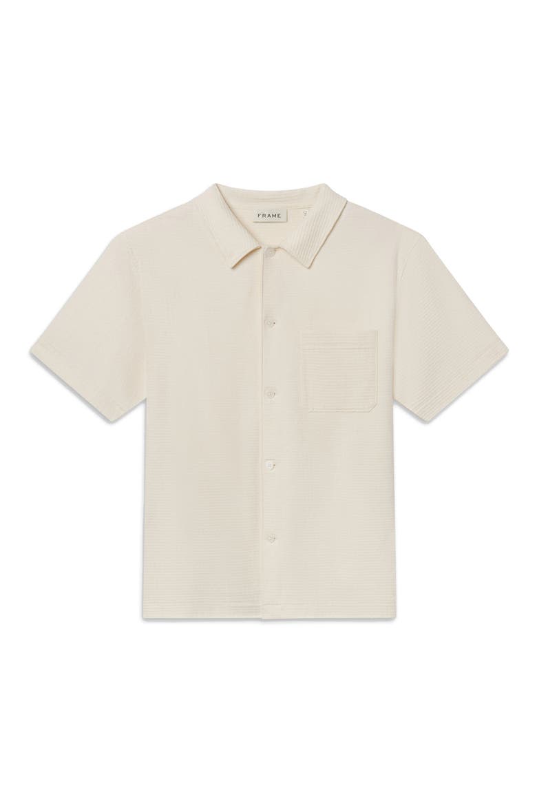 Jacquard Short Sleeve Button-Up Shirt, Alternate, color, CREAM