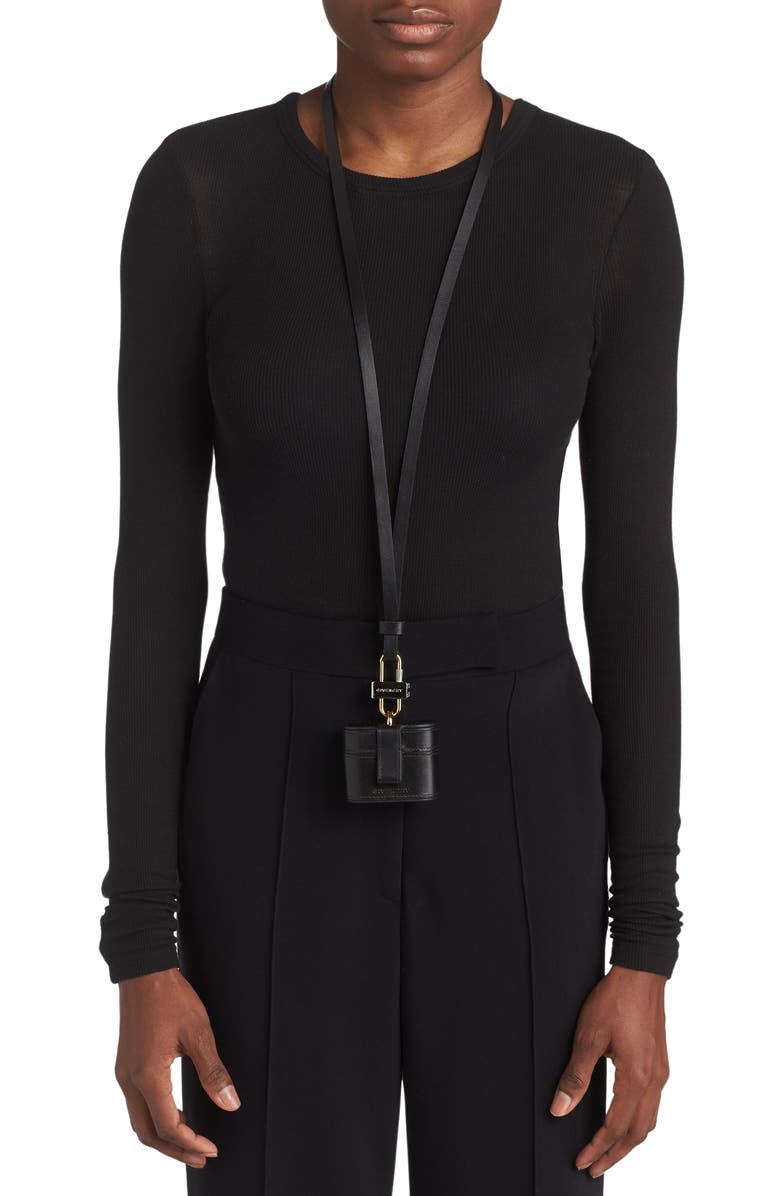 Givenchy Rigid Leather AirPods Pro Case with Lanyard, Alternate, color,