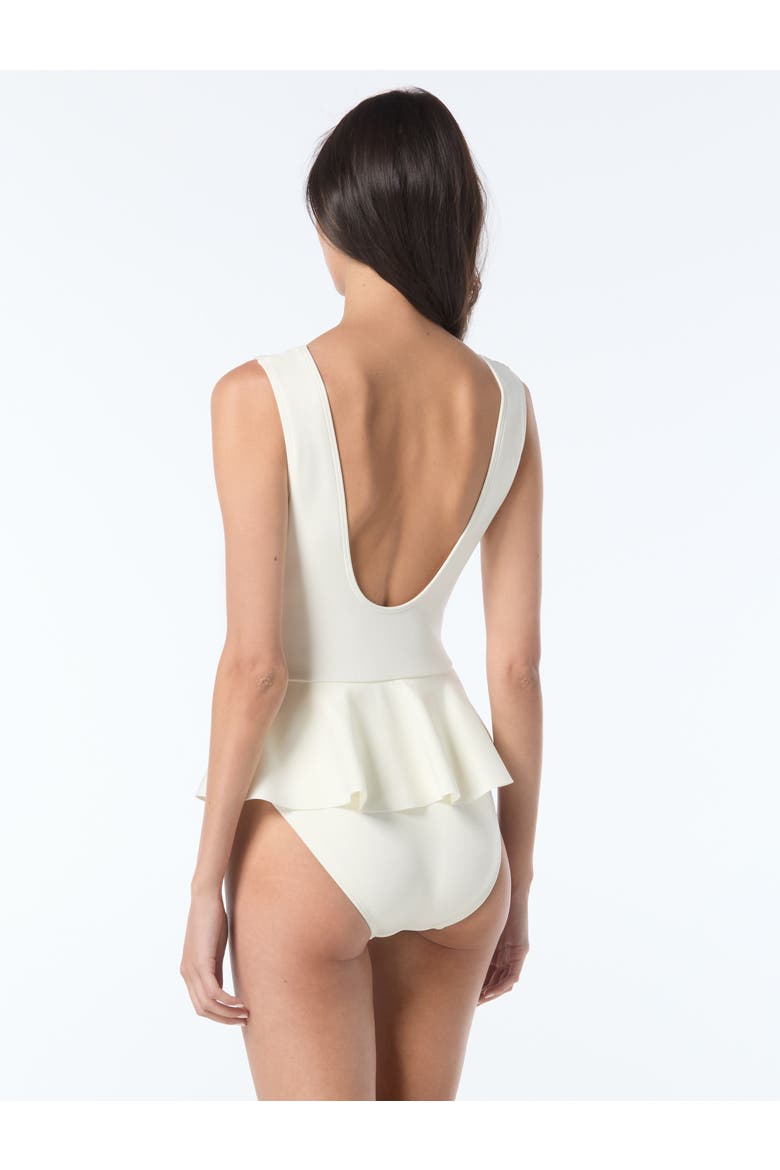 Scuba Knit Skirted One Piece Swimsuit, Alternate, color, Ivory
