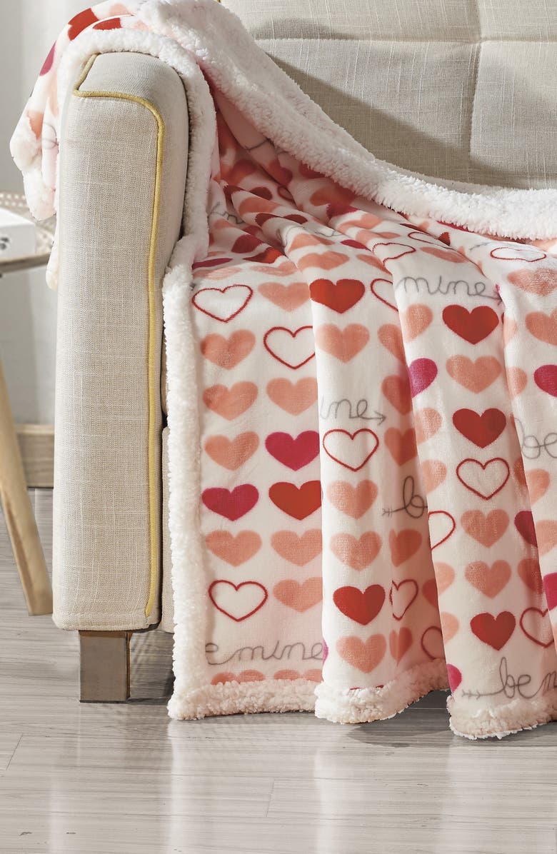 Luxury Home Isabella Reversible Faux Shearling Throw Blanket, Alternate, color, White Multi