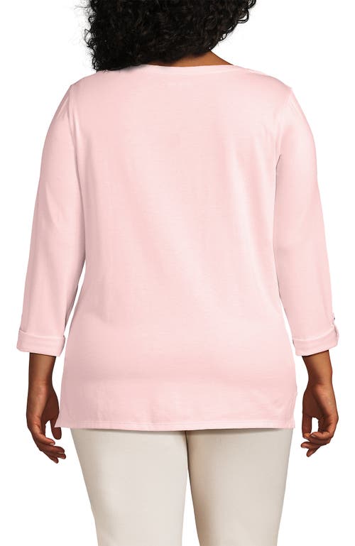 Lands' End Supima Cotton Adjustable 3/4 Sleeve Boatneck Tunic In Pink