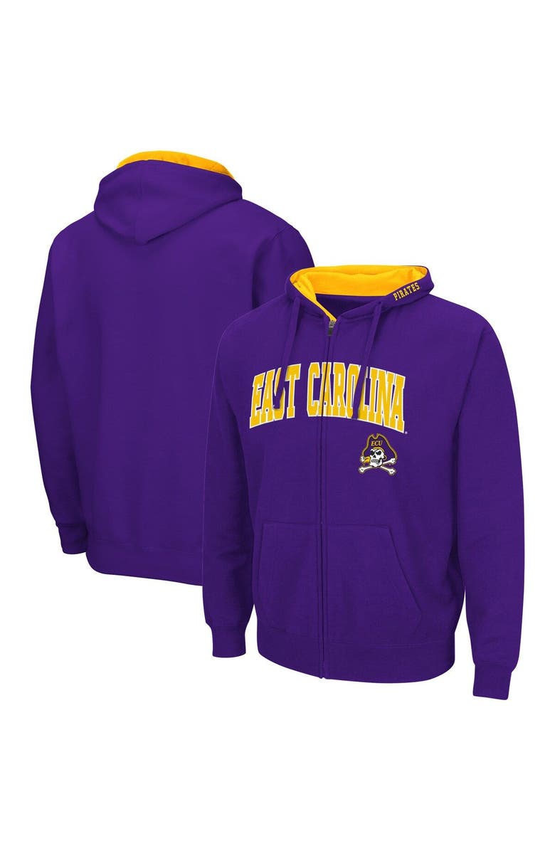 COLOSSEUM Men's Colosseum Purple ECU Pirates Arch & Logo 3.0 Full-Zip Hoodie, Main, color, Purple