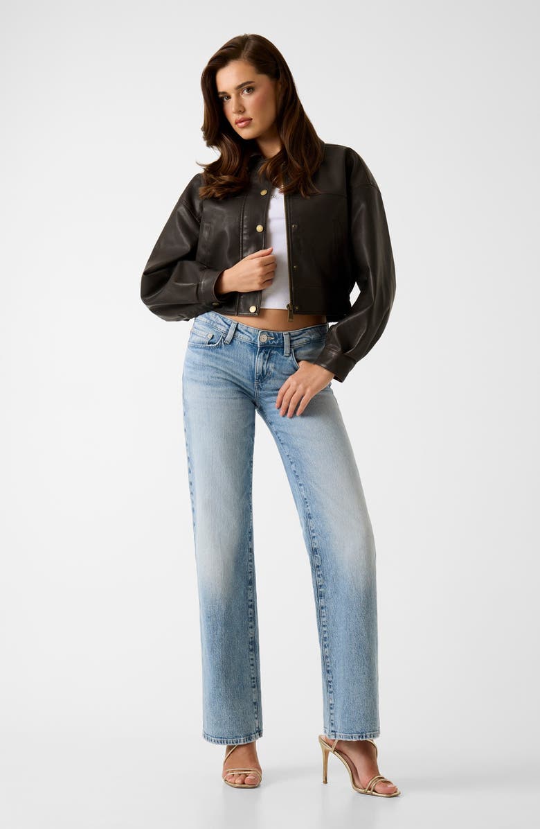 GUESS Clelia Crop Faux Leather Jacket, Alternate, color, Chocolate Brownie Multi