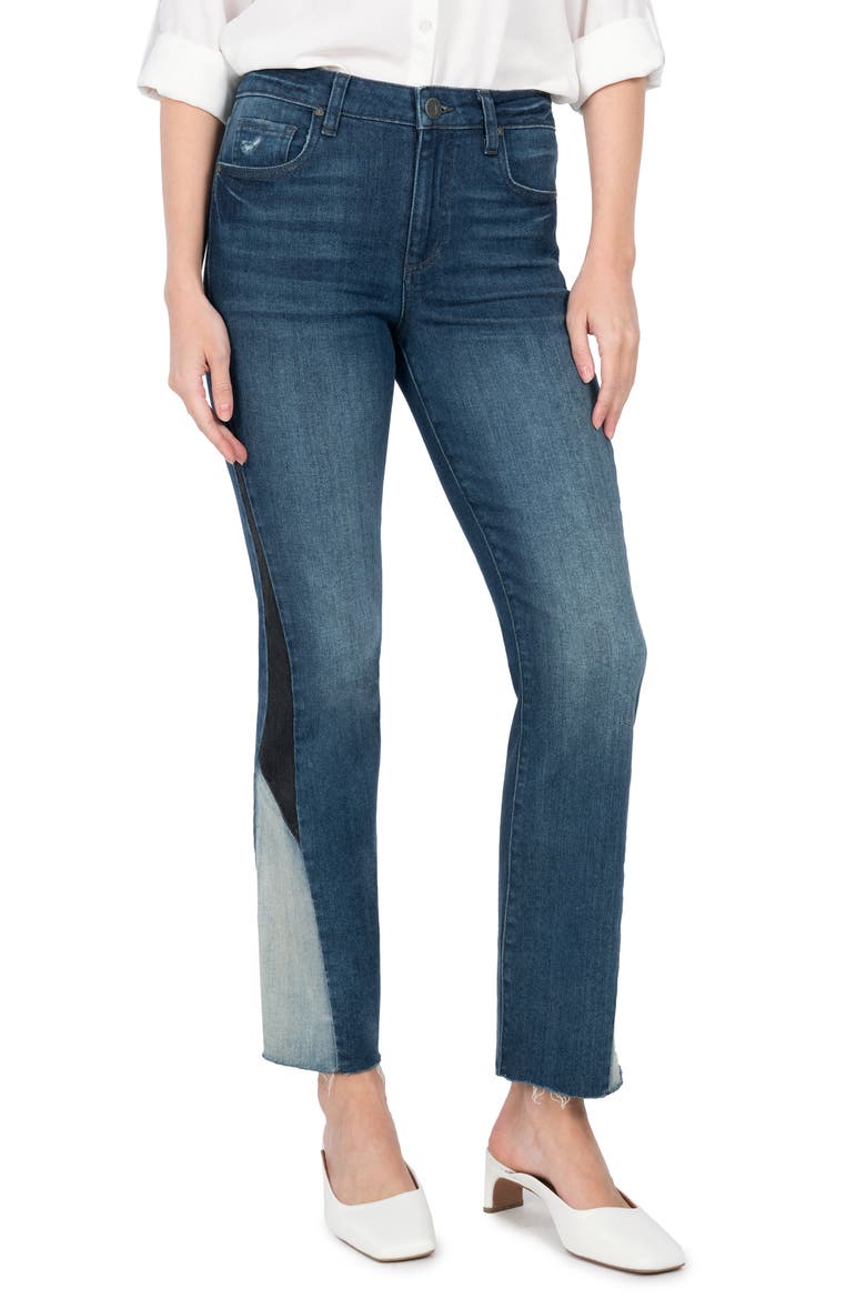 KUT from the Kloth Kelsey High Waist Inset Flare Jeans, Main, color, GLEE