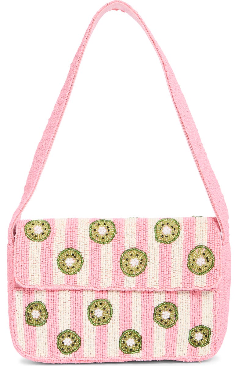 Collection XIIX Kiwi Stripe Beaded Baguette Shoulder Bag, Main, color, Pink Multi