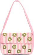 Collection XIIX Kiwi Stripe Beaded Baguette Shoulder Bag