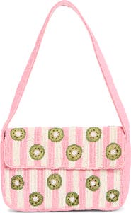 Collection XIIX Kiwi Stripe Beaded Baguette Shoulder Bag