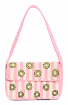 Collection XIIX Kiwi Stripe Beaded Baguette Shoulder Bag