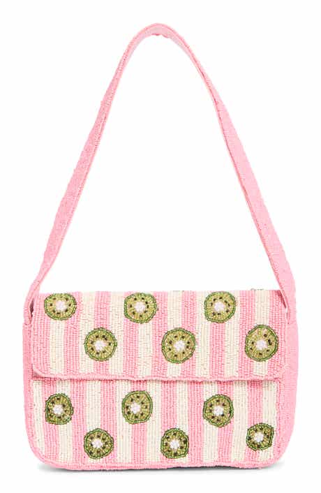 Collection XIIX Kiwi Stripe Beaded Baguette Shoulder Bag