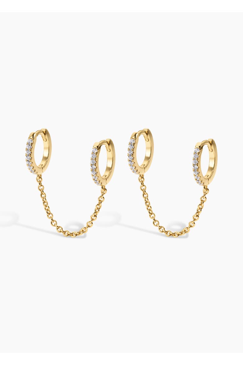 Double Down Earrings, Main, color, Gold