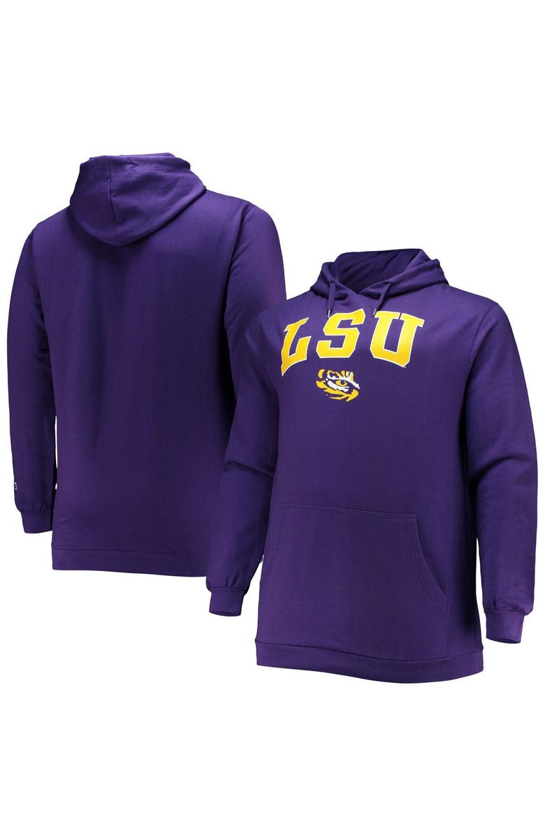 Champion Men's Champion Purple LSU Tigers Big & Tall Arch Over Logo Powerblend Pullover Hoodie, Main, color, 