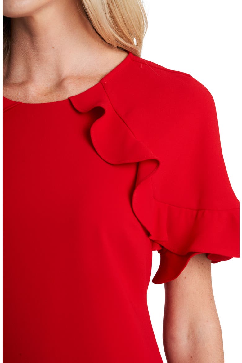 Ruffled Crepe Shift Dress, Alternate, color, LUMINOUS RED