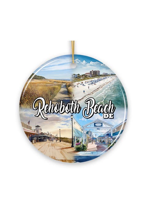 Rehoboth Beach De Coastal Collage Ornament - Version 2