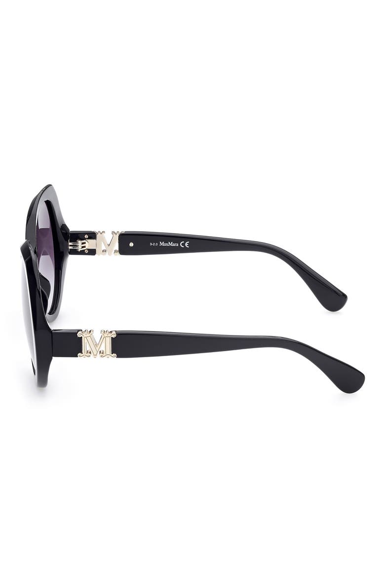 59mm Gradient Geometric Sunglasses, Alternate, color, SHINY BLACK / GRADIENT SMOKE