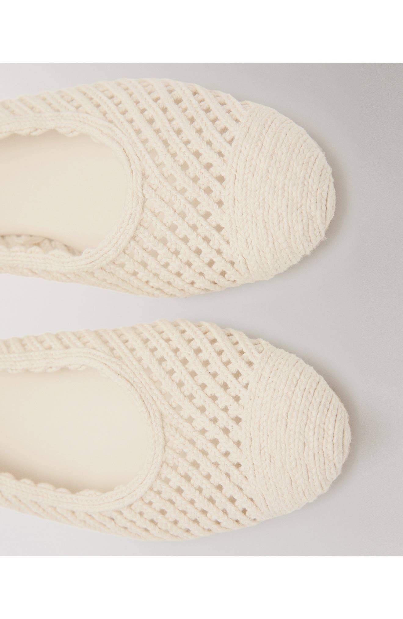 MANGO Ankle Wrap Knit Ballet Flat, Alternate, color, Off White