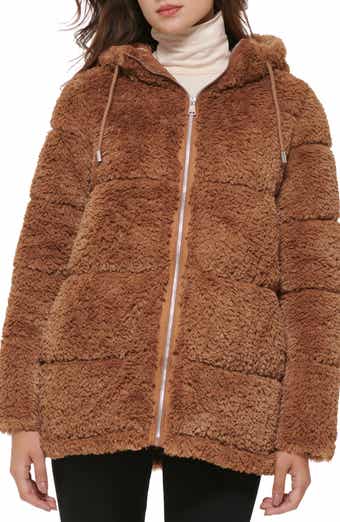 Kenneth Cole New York Monkey Faux Fur Hooded Puffer Jacket