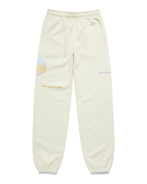 Samii Ryan Smiley Radiate Happiness Sweatpants In Bone