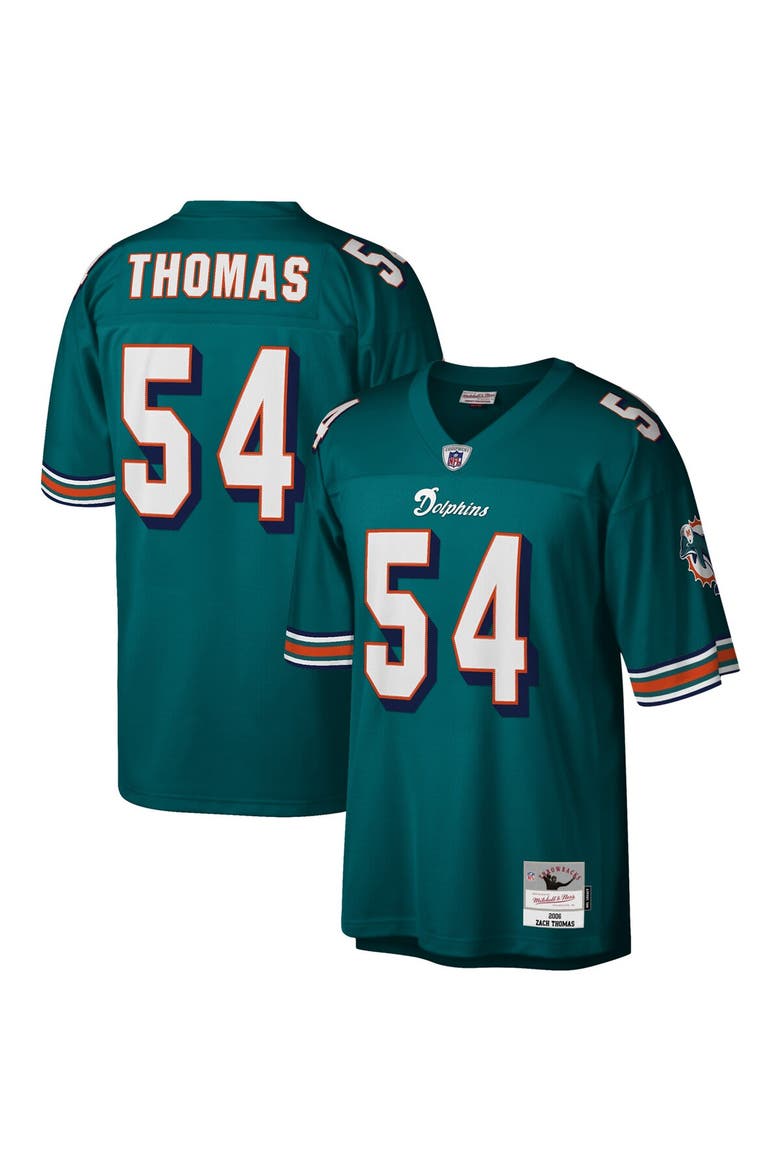 Men's Mitchell & Ness Zach Thomas Aqua Miami Dolphins Legacy Replica Jersey, Main, color, Aqua