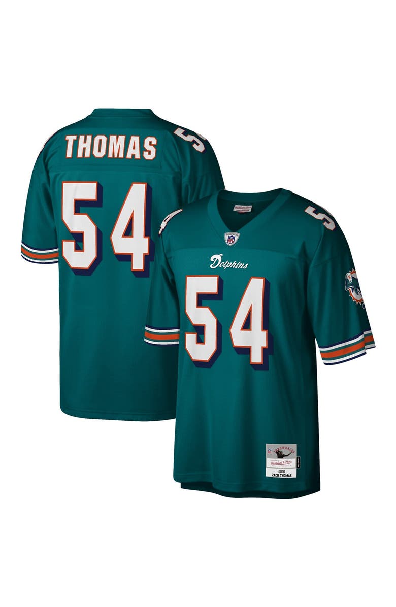 Mitchell & Ness Men's Mitchell & Ness Zach Thomas Aqua Miami Dolphins Legacy Replica Jersey, Main, color, Aqua
