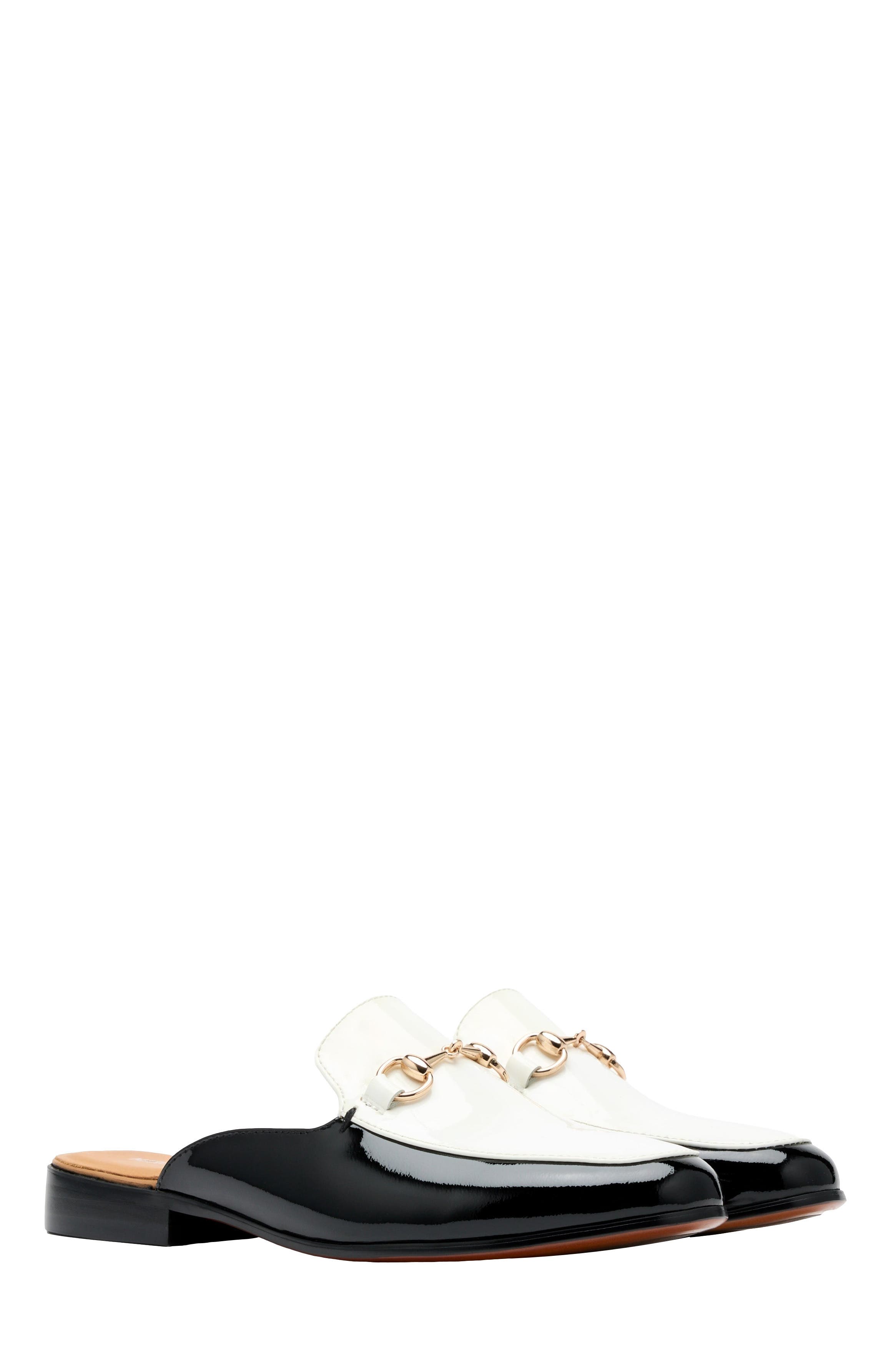 MARC NOLAN Ms. Del Sol Loafer Mule, Alternate, color, Black/White Patent
