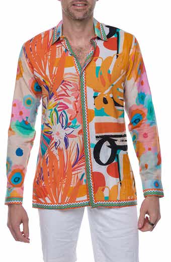 RANEES Resort Extra Trim Fit Linen & Cotton Button-Up Shirt