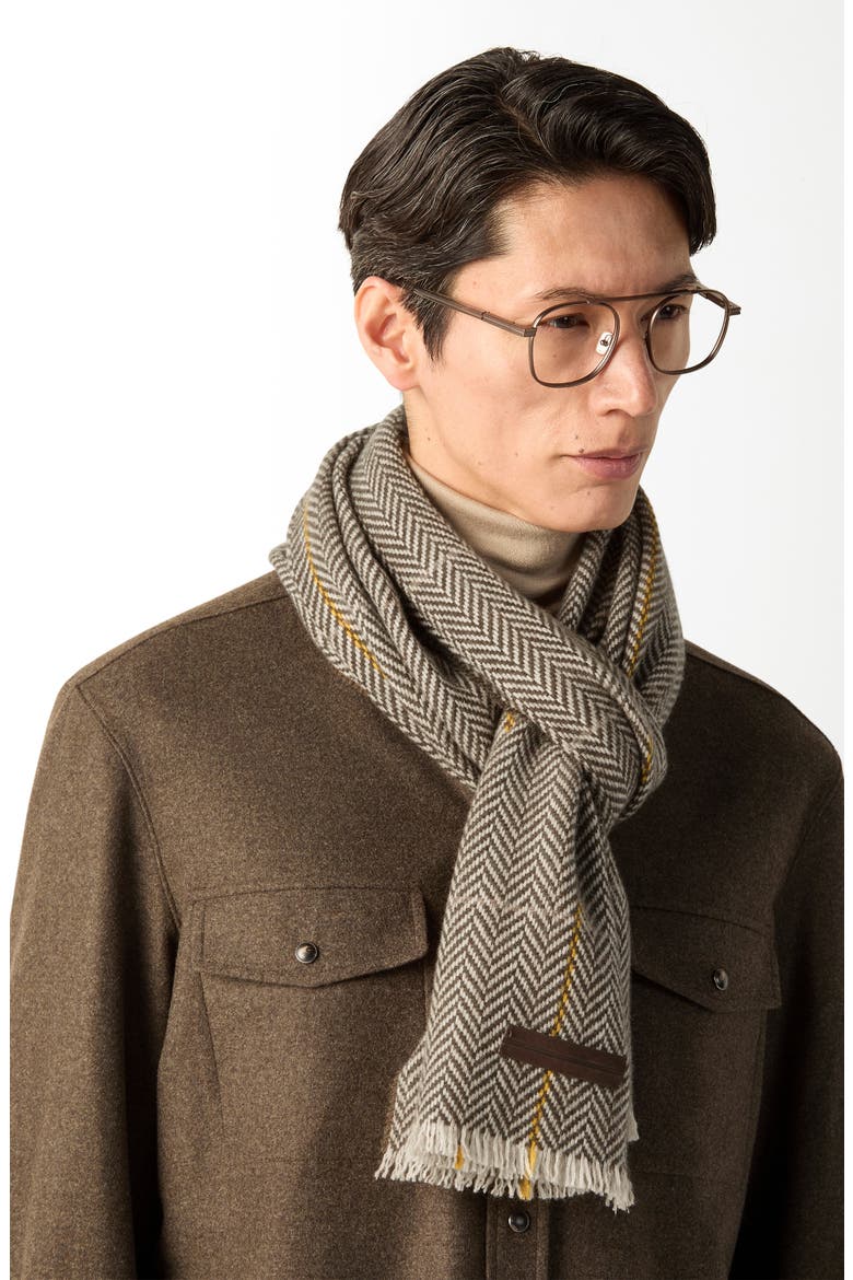 Chevron Cashmere Scarf, Alternate, color, LIGHT TAUPE