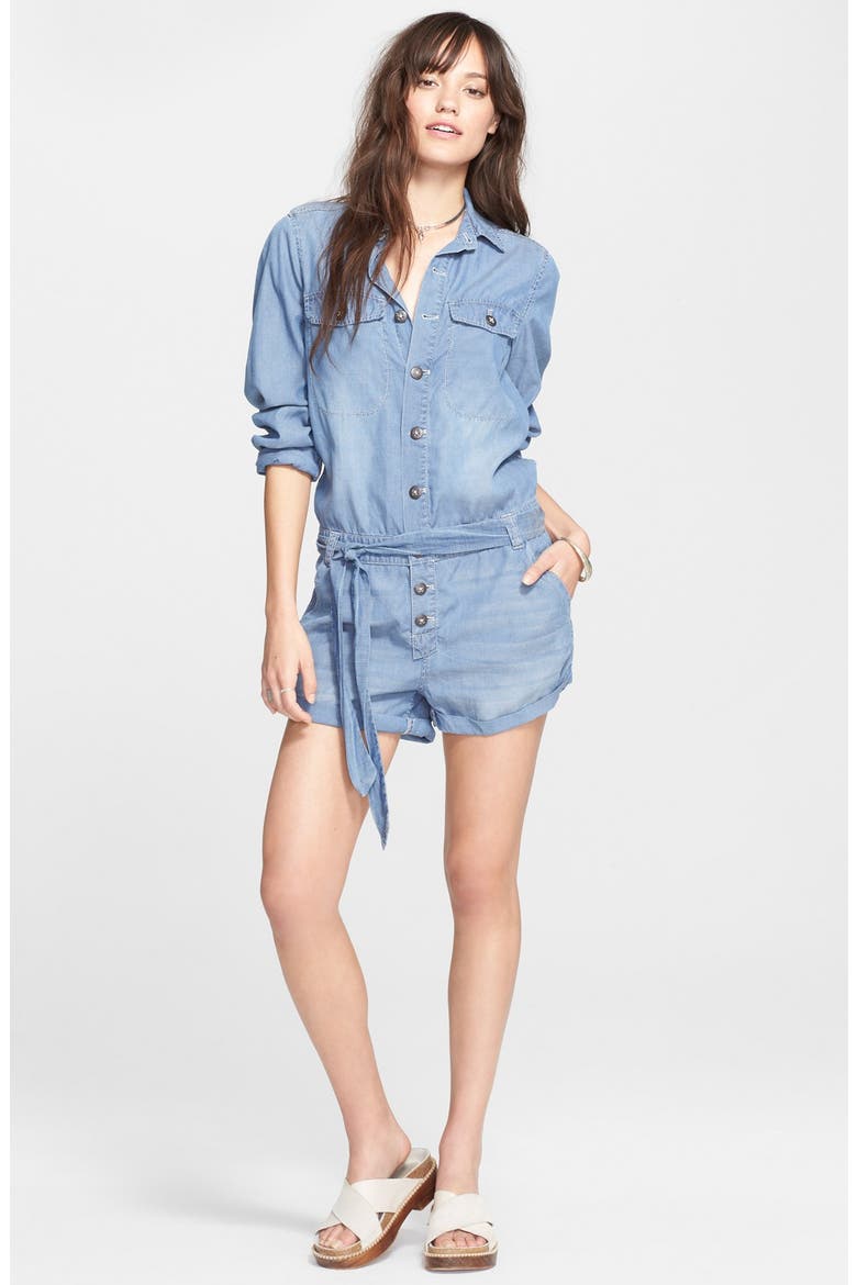 Chambray Romper, Alternate, color, CHAMBRAY