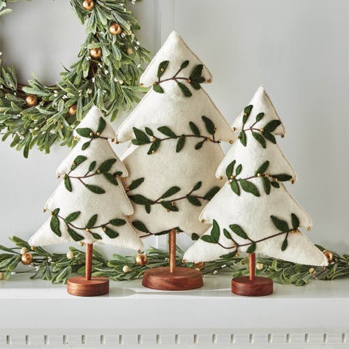 Tag Medium White Felt Christmas Tree Gold Berry Garland Decor In Multi