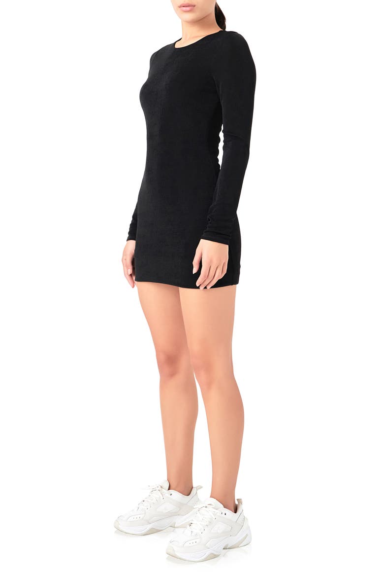 Long Sleeve Mini Sweater Dress, Alternate, color, BLACK