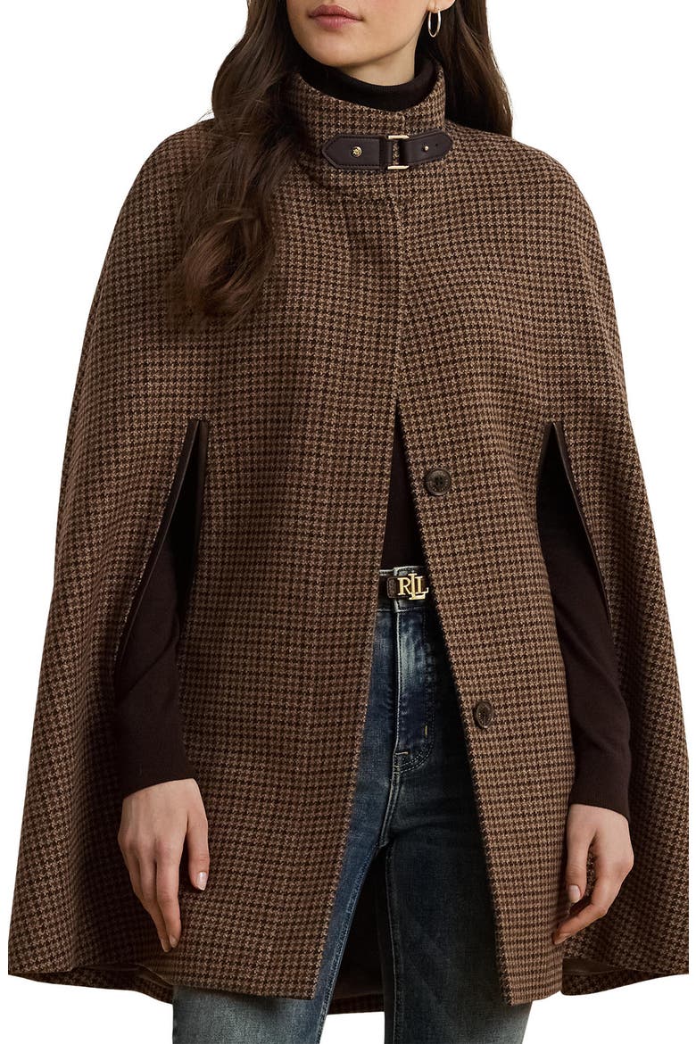 Houndstooth Wool Blend Cape, Main, color, LEGACY CHECK