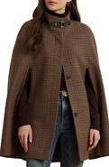 Lauren Ralph Lauren Houndstooth Wool Blend Cape