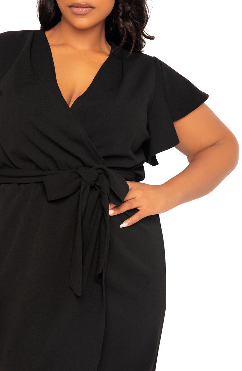 BUXOM COUTURE Flutter Sleeve High-Low Faux Wrap Dress, Alternate, color,