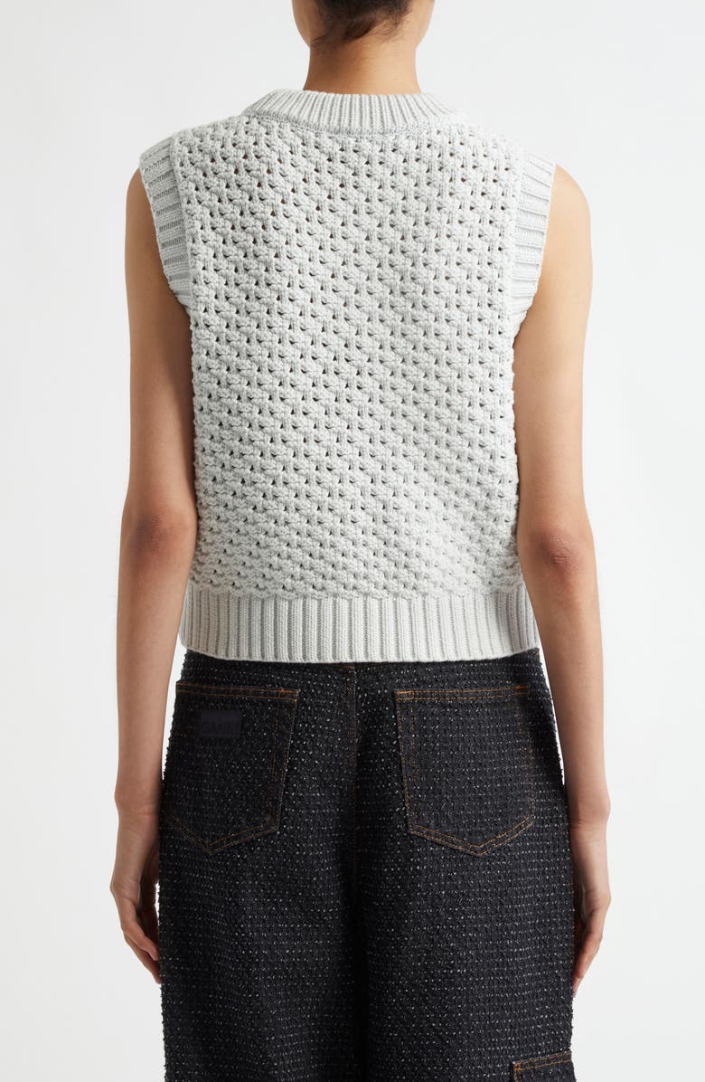 Ganni Textured Organic Cotton Blend Sweater Vest, Alternate, color, 
