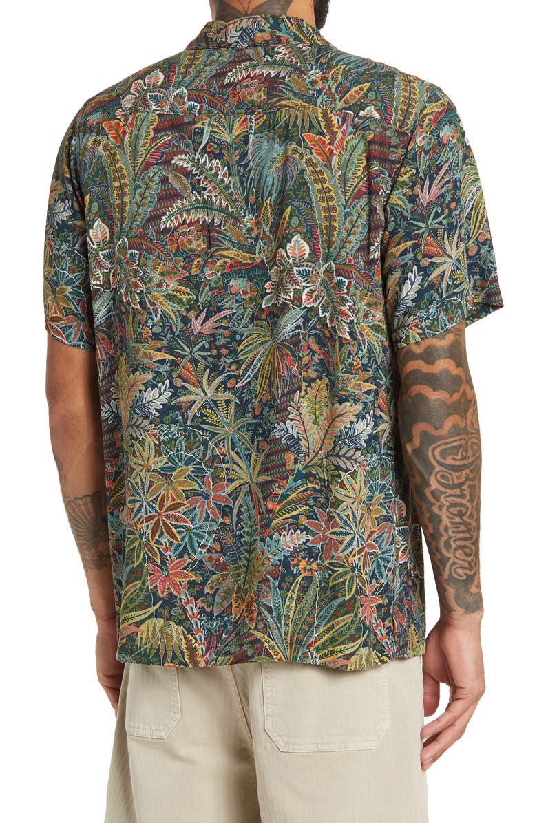 Onia Vacation Camp Collar Foliage Print Regular Fit Shirt, Alternate, color, 