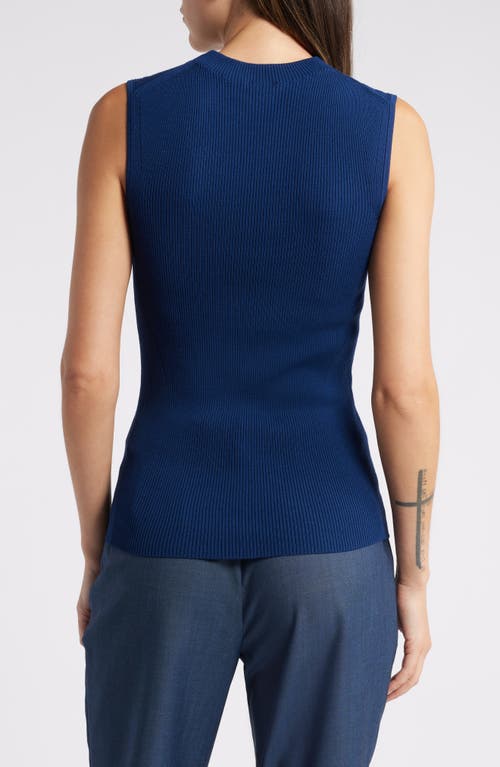 Hugo Boss Sleeveless Mock-neck Top In Ribbed Fabric