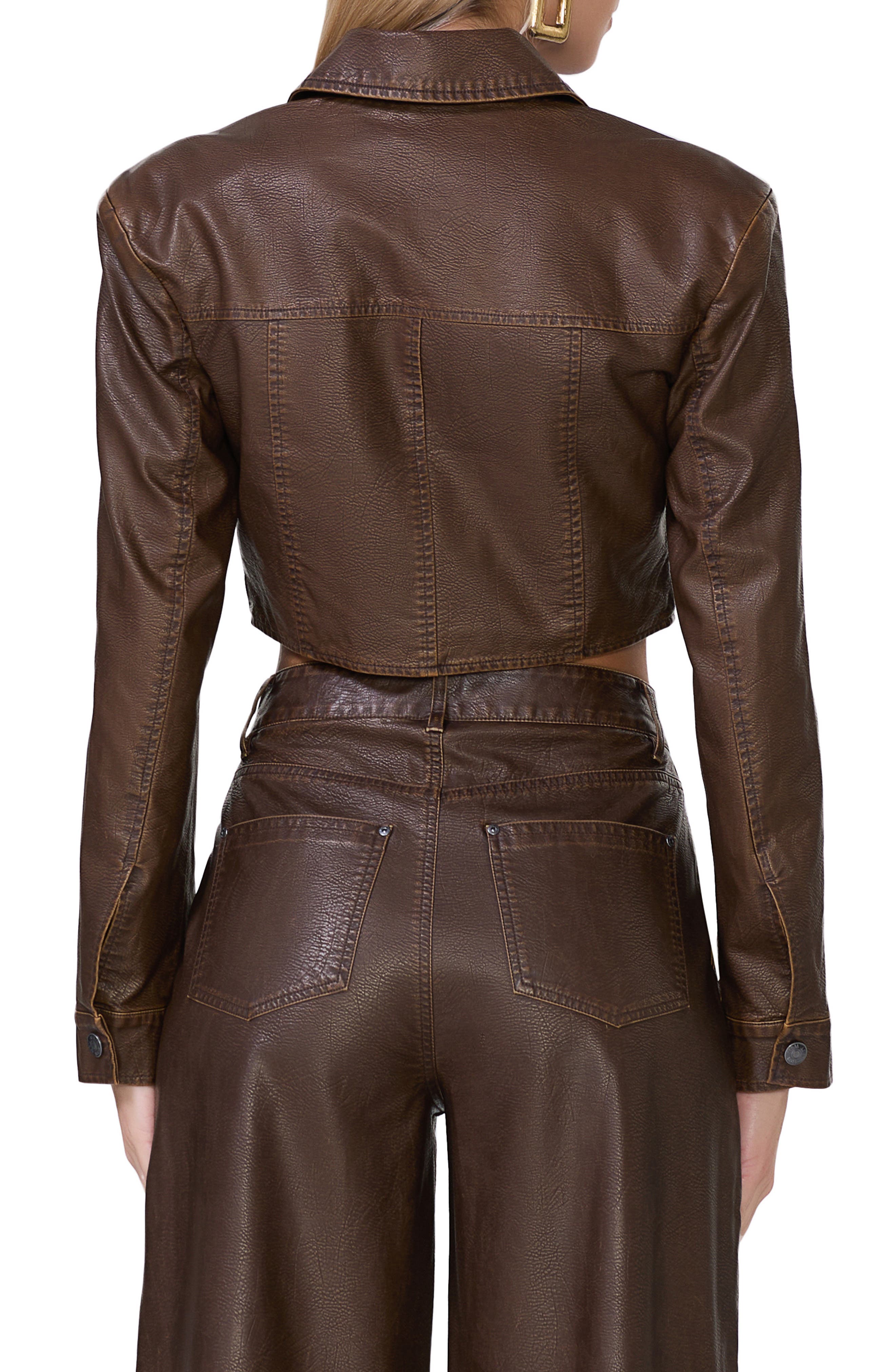 Hallie Crop Faux Leather Jacket - image 2