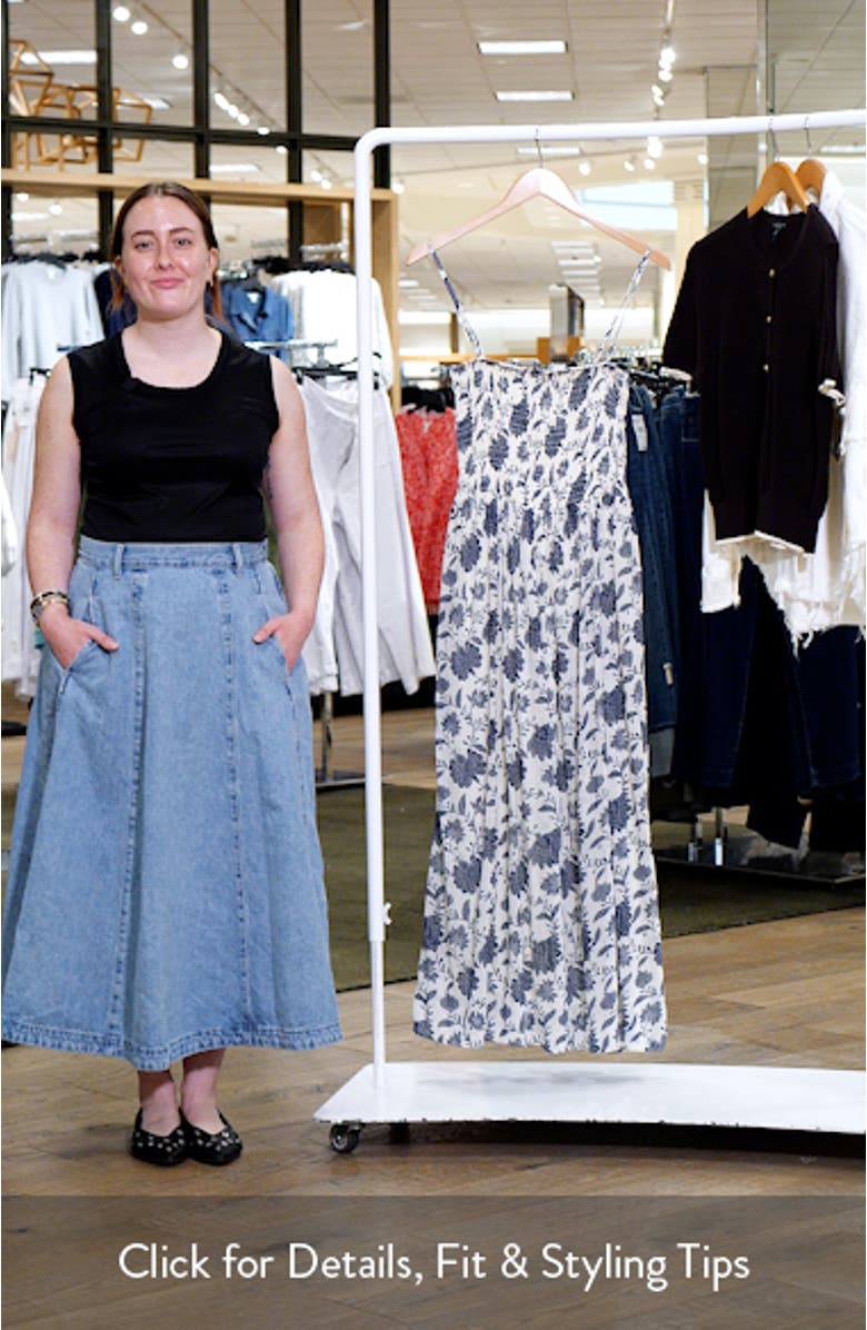 Hallie Smocked Bodice Cotton & Silk Maxi Sundress, sales video thumbnail