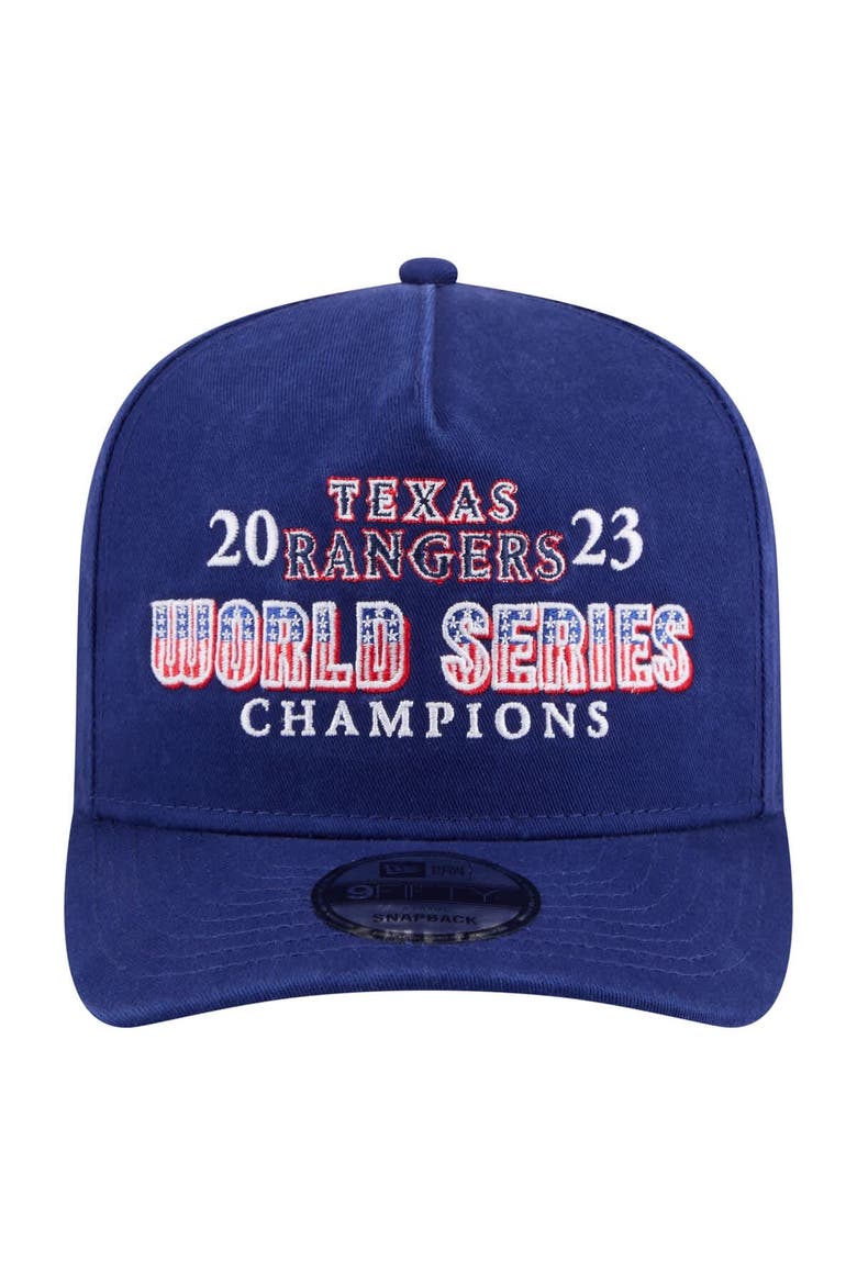 Men's New Era Royal Texas Rangers 2023 World Series Champions Historic 9FIFTY A-Frame Snapback Hat, Alternate, color, Royal