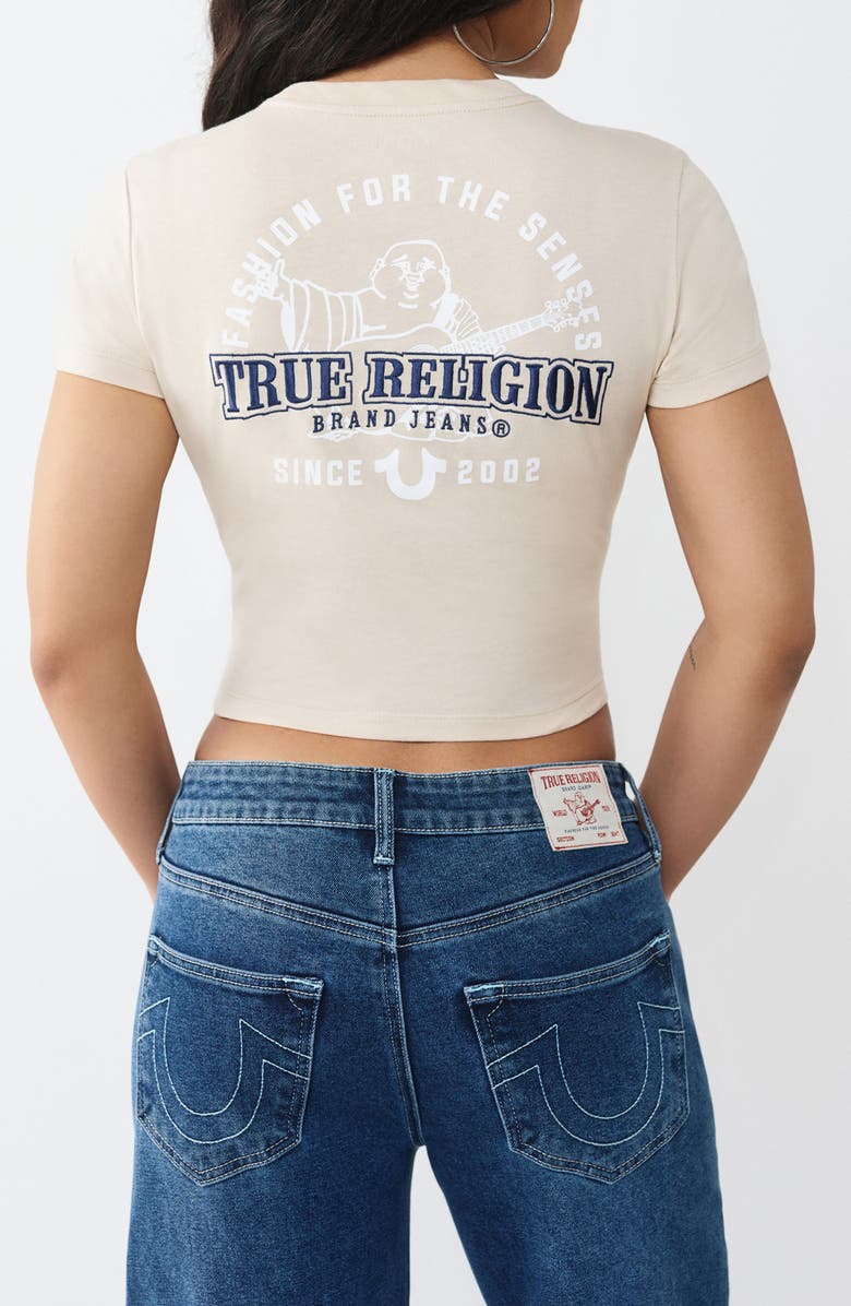 True Religion Buddha Relax Shrunken Tee, Alternate, color, Fog