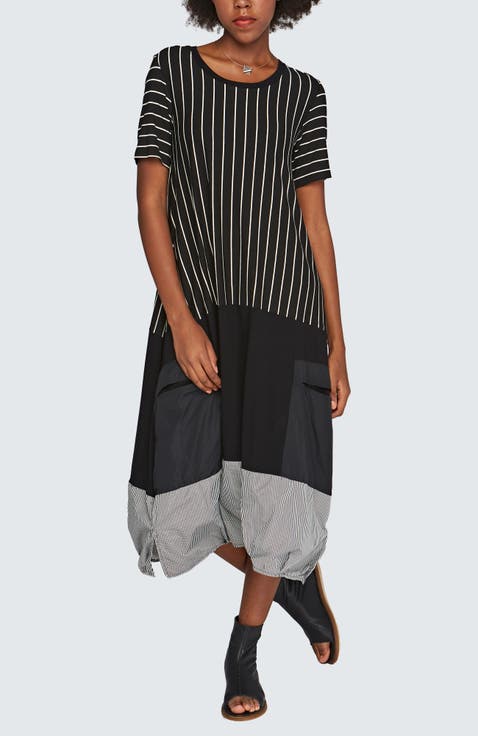 Lila Long Striped Viscose Jersey Dress