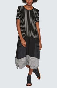 LUUKAA Lila Long Striped Viscose Jersey Dress