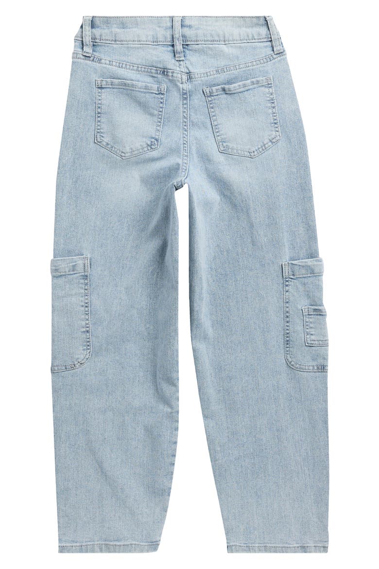 Kids' Barrel Leg Cargo Jeans, Alternate, color, LIGHT BLUE